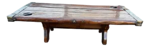 Vintage Farmhouse Rustic Style Liberty Ship Hatch Cover Trestle Base Coffee Table