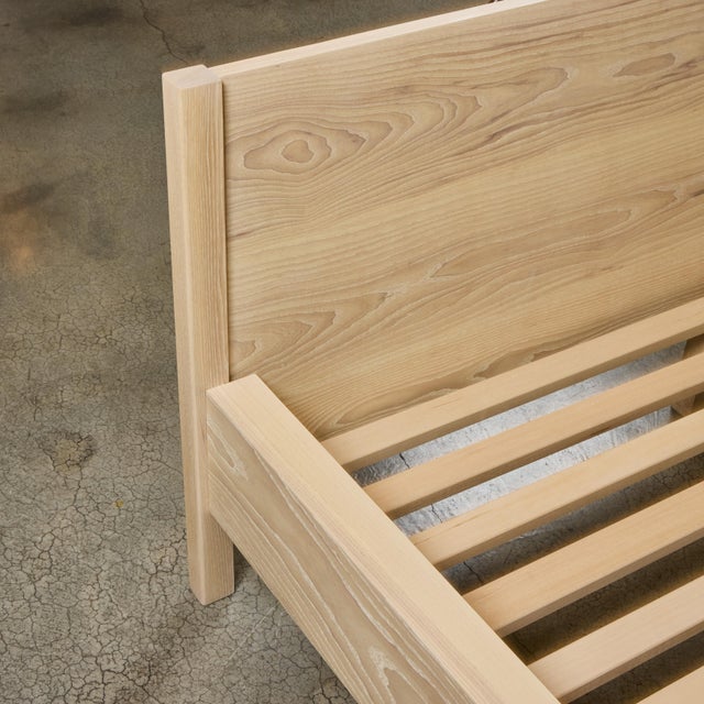 Custom White Ash Wood Bed W/ Headboard + Footboard Queen For Sale - Image 12 of 12
