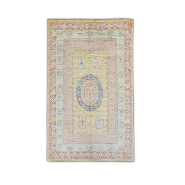 Textile Multicolor Old Wool Turkish Oushak Rug 5'5" X 8'2" For Sale - Image 7 of 7