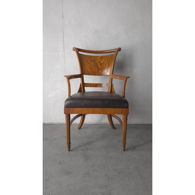 Brown Set of Six Antique Biedermeier Burled Walnut Dining Chairs For Sale - Image 8 of 10