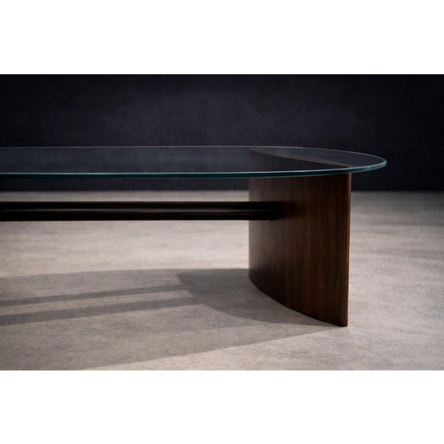 Joaquim Tenreiro Rosewood & Crystal Coffee Table — Elliptical Form, Brazil, 1960s For Sale - Image 10 of 11