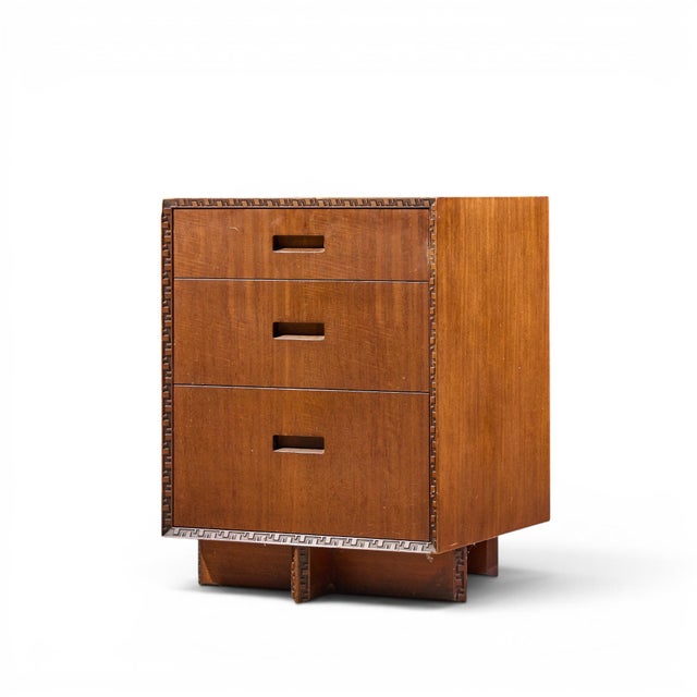 Brown Frank Lloyd Wright for Henredon Taliesin Mid Century Mahogany Nightstands - Pair For Sale - Image 8 of 14