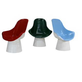 Space Age Armchairs in Painted Fiberglass, France, 1970s, Set of 3 For Sale