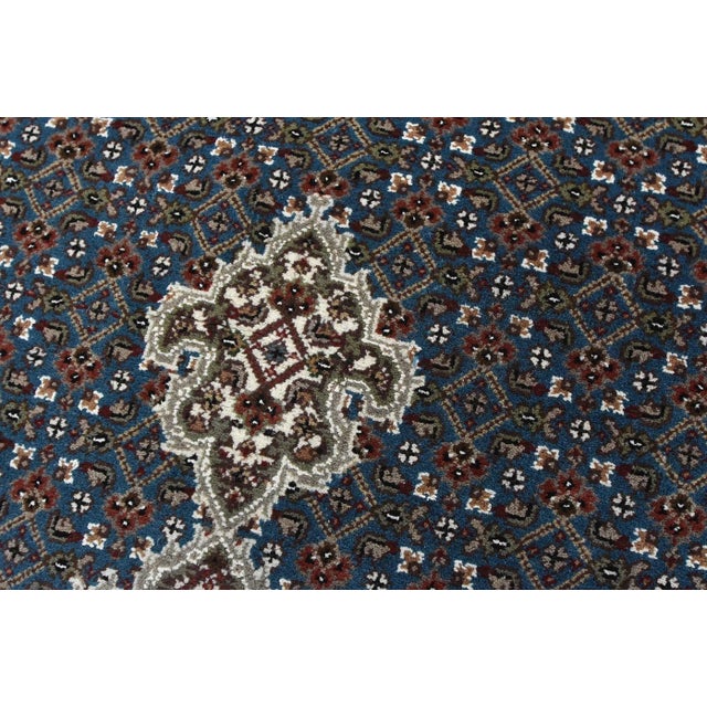 Textile Tabriz Mahi Rug 4'11'' X 8'6'' Blue Wool Traditional Hand-Knotted Carpet For Sale - Image 7 of 13