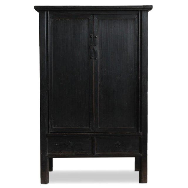 Antique Dark Elm Storage Cabinet For Sale - Image 5 of 5