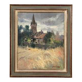Framed Oil Painting on Canvas by Jose Salvaggio (1953-) 'Village on the Saulx River, Meuse' For Sale