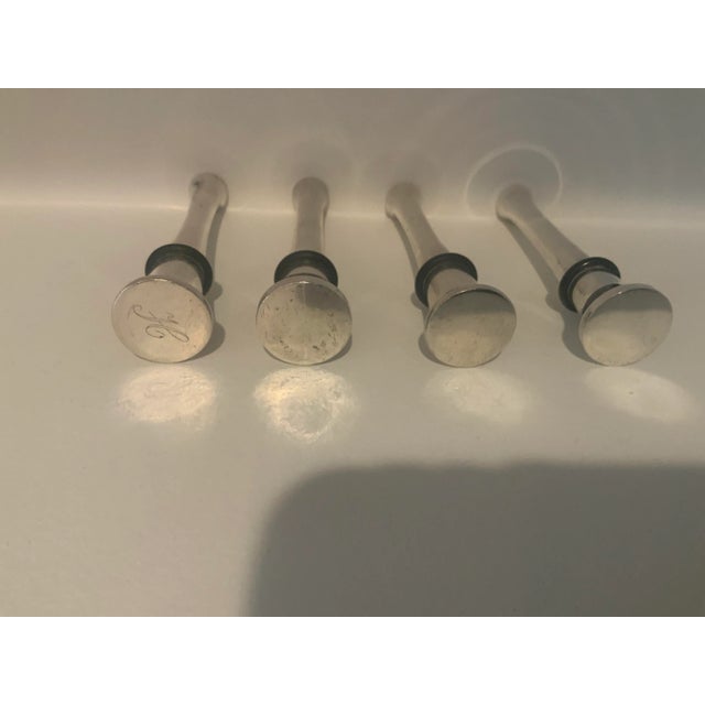 1980s Vintage Silver Plate Bottle/Wine Stoppers -Set of 5 For Sale - Image 5 of 12