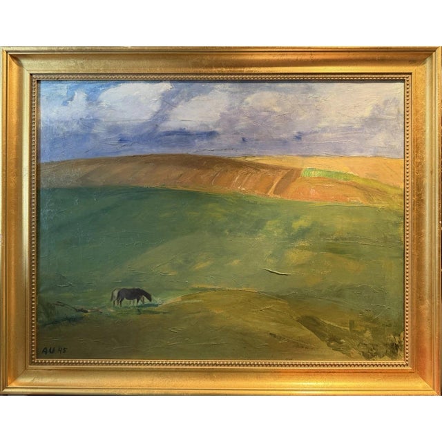 Modern Axel Johannes Ulmer, Landscape with Horses, Oil Painting on Canvas For Sale - Image 3 of 13