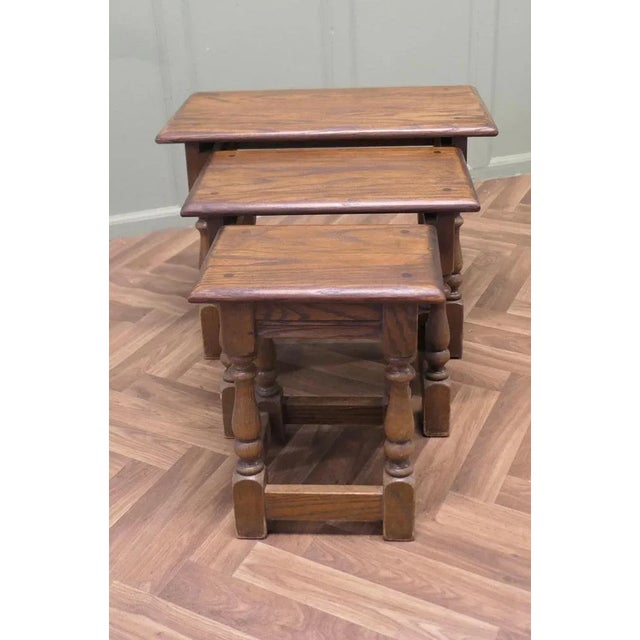 Vintage Oak Nesting Tables, 1930, Set of 3 For Sale - Image 3 of 8