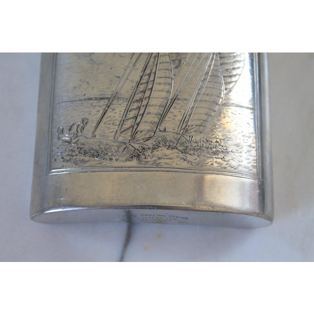 Late 20th Century Vintage English Pewter Nautical Ship Hip Flask For Sale - Image 5 of 8