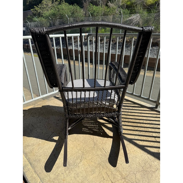 American 19th Century Antique Wicker Rocking Chair (By United Indurated Fibre Company), Newly Restored For Sale - Image 3 of 12