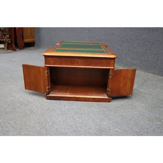 Croquet Cherry Leather-Top Partners Desk Form Coffee Table For Sale - Image 14 of 16