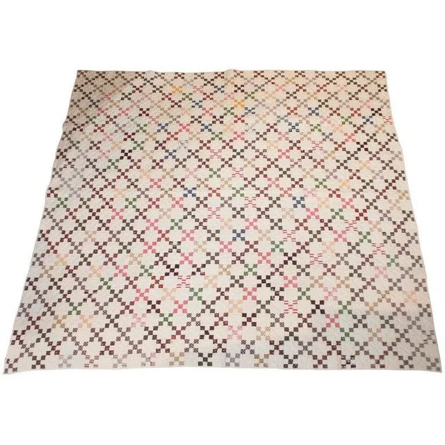 White 19th Century Mini Postage Stamp Chain Quilt For Sale - Image 8 of 8