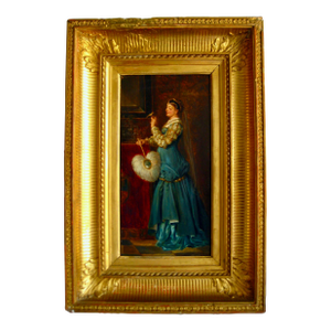 Portrait of a Lady Holding a Bird French Oil Painting Alfred Henri Darjou