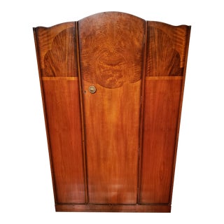 1930s Vintage English Art Deco Wardrobe For Sale
