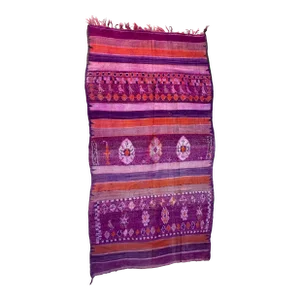 1980’s Moroccan Tribal Purple Flatweave Rug - 10 X 5.2 Ft