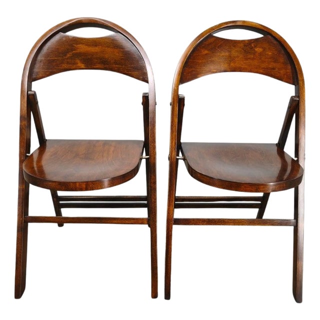 Bauhaus B751 Folding Chairs from Ligna, Czechoslovakia, 1930s, Set of 2 For Sale