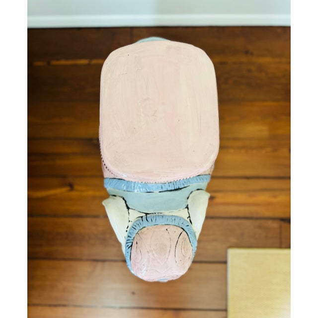 Vintage Pastel Pink and Blue Elegant Garden Stool or Side Table For Sale - Image 4 of 11
