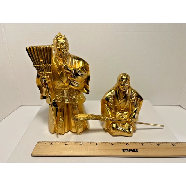 Vintage Japanese Takasago “Jotomba” Happy Couple Figurines in Lacquer Display For Sale - Image 10 of 10