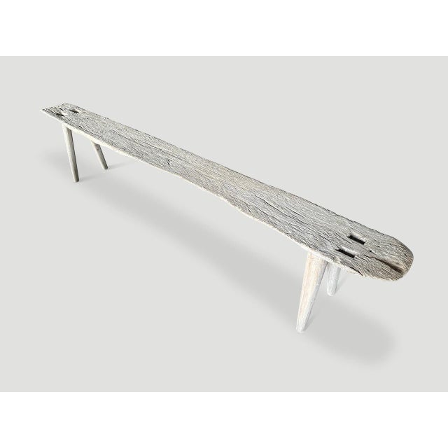 Contemporary Andrianna Shamaris St. Barts Teak Wood Long Bench For Sale - Image 3 of 5