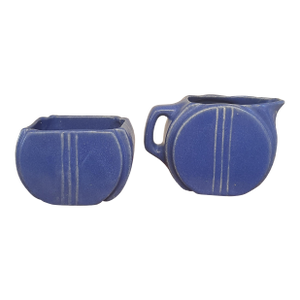 Art Deco Blue Pottery Sugar Creamer