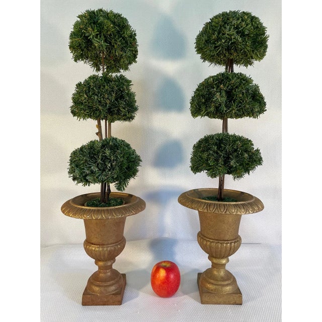 Vintage Cast Iron Gold Jardiniere Urns - a Pair For Sale - Image 11 of 12