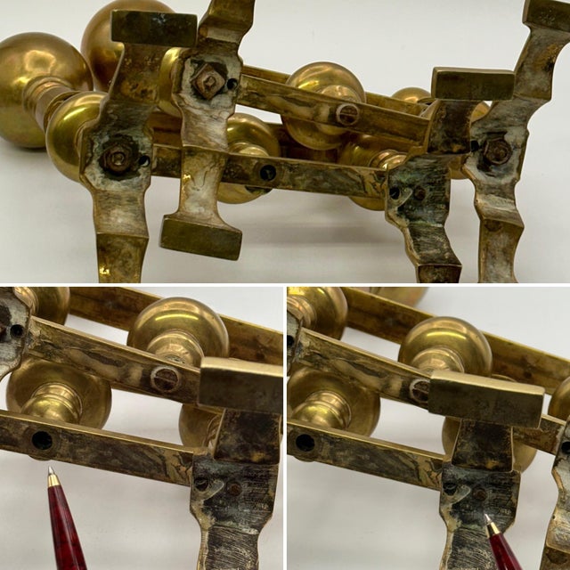 Metal Antique Federal Style Brass Fire Dogs - A Pair For Sale - Image 7 of 7