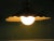 This is a really cool hanging light fixture! It is a metal ceiling lamp with a wide scalloped hood. The hood keeps the...