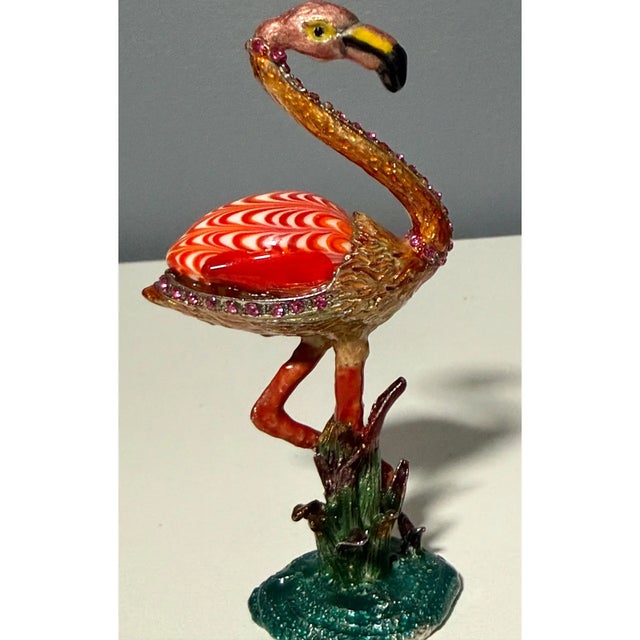 Chinoiserie Rare 2006 Fitz and Floyd Guild Collection Jeweled Flamingo With Box For Sale - Image 3 of 12