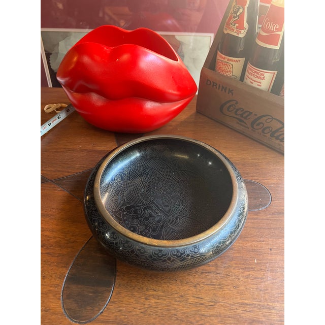 Vintage Chinese Republic Period Cloisonné Brush Washer For Sale - Image 10 of 11