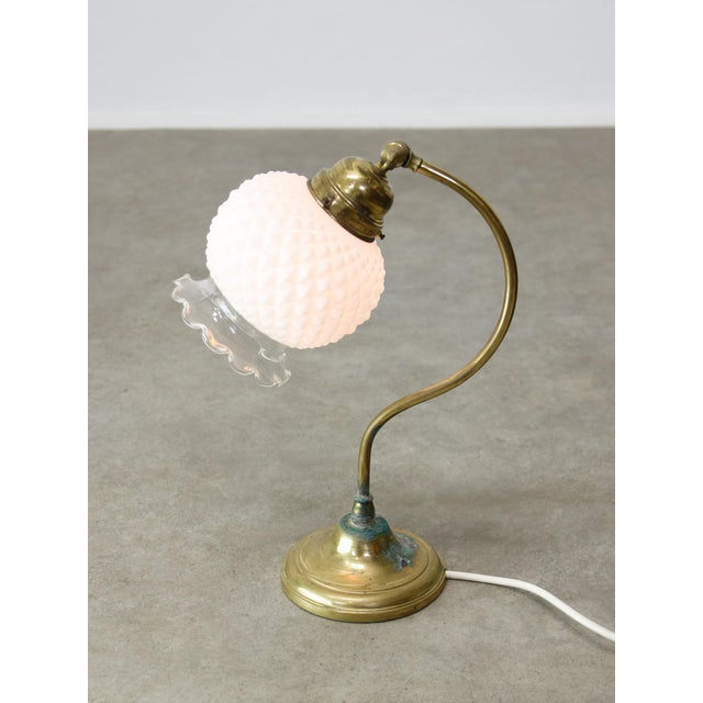 Mid-Century Italian Table Lamp in Brass and Etched Glass For Sale - Image 4 of 12