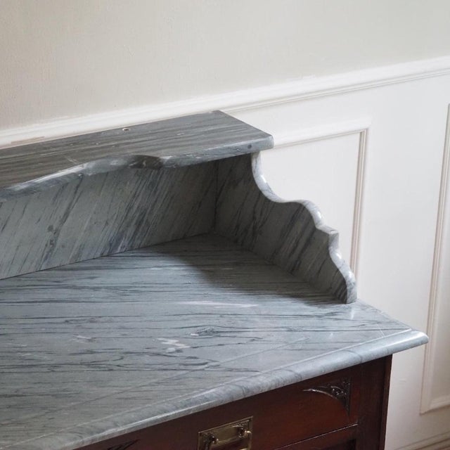 Antique Gründerzeit Sideboard with Grey-White Marble Top, 1900s For Sale - Image 3 of 17