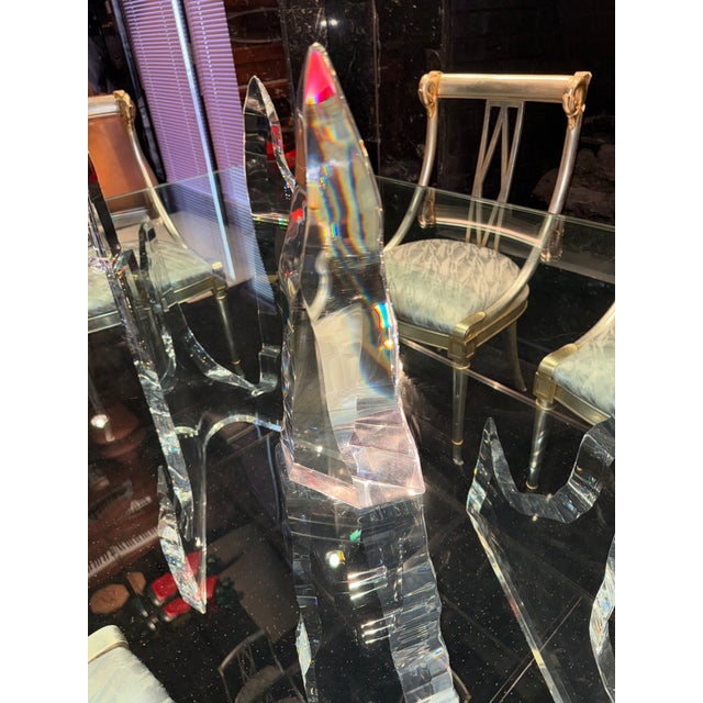 1970s Rare Lucite/Glass Dining Table and 6 Chairs For Sale - Image 10 of 11