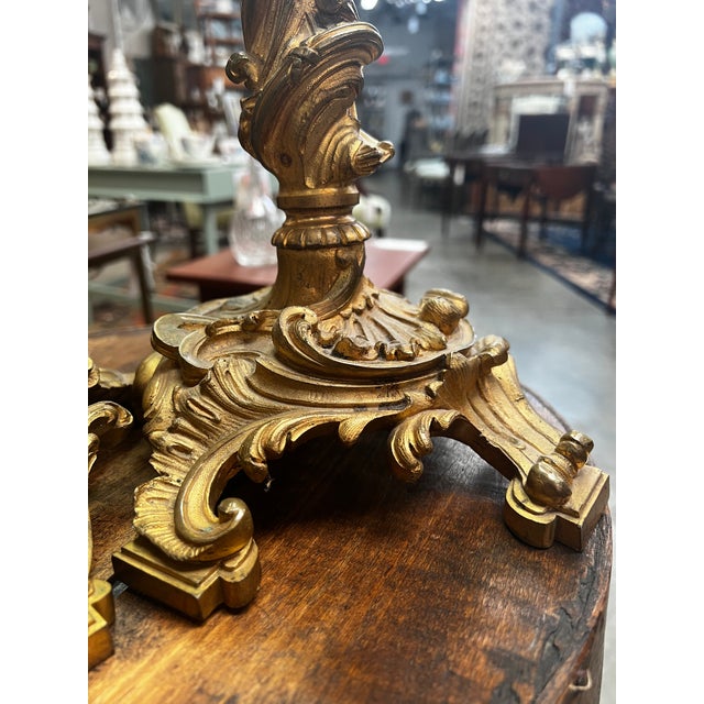 Bronze Pair of French Louis XV Style Gilt Bronze (Ormolu) Candlesticks For Sale - Image 8 of 8