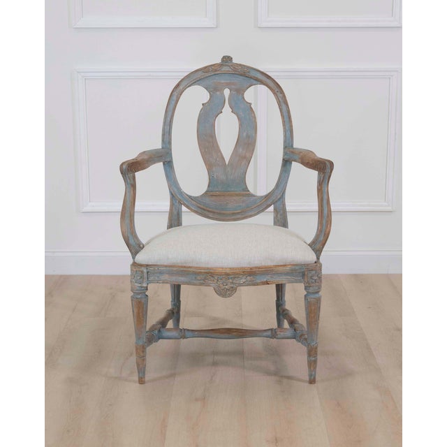 Gustavian (Swedish) Swedish 18th Century Gustavian Painted Armchair For Sale - Image 3 of 6
