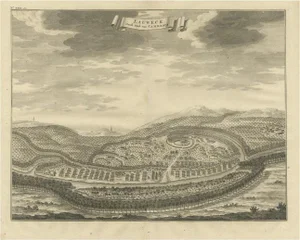 Valentijn, Panoramic Engraved View of the Town of Longvek or Lavek in Cambodia, 1726, Print