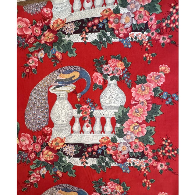 Rubelli Borromea Chinoiserie Peacock Fabric 14 Yards Red Ground Italian Drapery Upholstery For Sale - Image 11 of 13