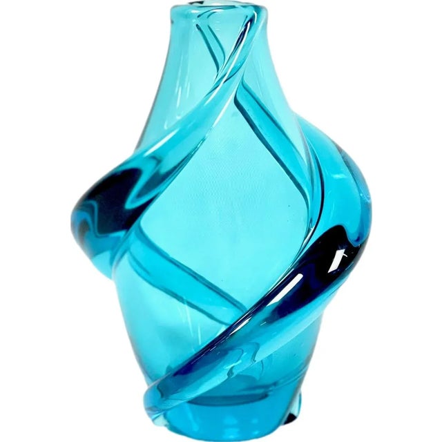 Art Glass Vas attributed to Frantisek Zemek for Železny Brod, 1950s For Sale - Image 9 of 9