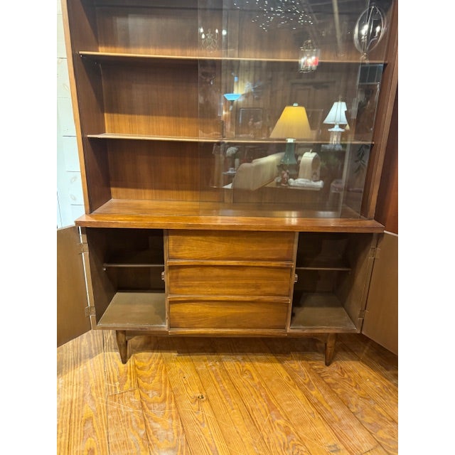 1950s Walnut China Cabinet For Sale - Image 13 of 15
