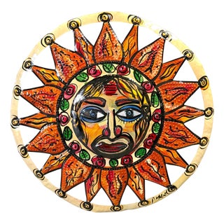 Large Peter Keil Sunburst Wall Sculpture in Painted Metal, Signed, 36" Diameter For Sale