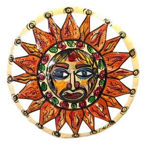 Large Peter Keil Sunburst Wall Sculpture in Painted Metal, Signed, 36" Diameter
