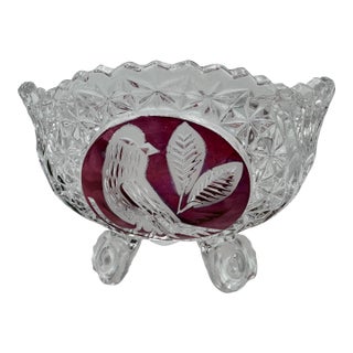 Byrdes Collection 3 Toed Bowl 5 Inch by Hofbauer 24% Lead Crystal For Sale