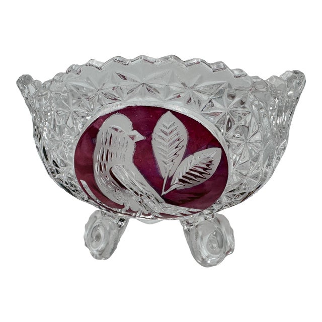 Byrdes Collection 3 Toed Bowl 5 Inch by Hofbauer 24% Lead Crystal For Sale