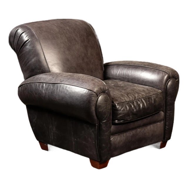 Vintage Leather Lounge Armchair in Black by Klaussner For Sale