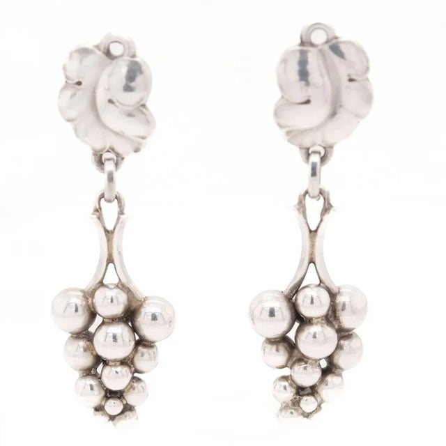 Vintage Georg Jensen Sterling Silver "Grapes" Screwback Earrings No. 40 - 2 Pieces For Sale In Philadelphia - Image 6 of 12