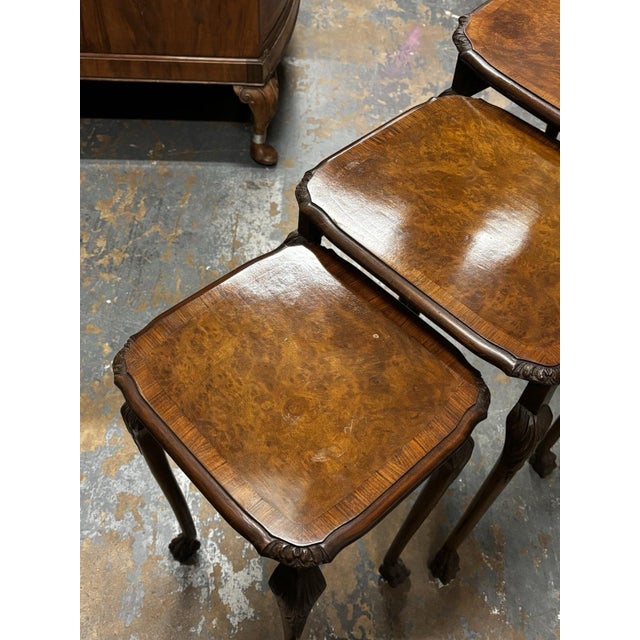 Vintage Walnut Nesting Tables, 1920s, Set of 3 For Sale - Image 16 of 18