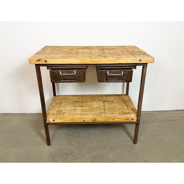 Mid-Century Modern Vintage Industrial Worktable, 1960s For Sale - Image 3 of 18