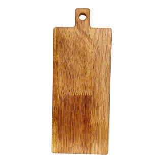 1980s Mini Wooden Charcuterie Board With Handle | Mid-Century Modern Boho Neutral Wood Home For Sale