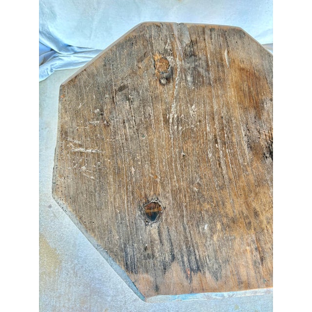 Late 19th Century French Octagonal Butchers Block Side Table For Sale - Image 12 of 12
