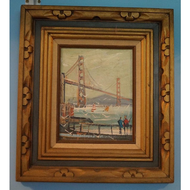 1950s Golden Gate Bridge Painting Signed Mercer For Sale - Image 11 of 11